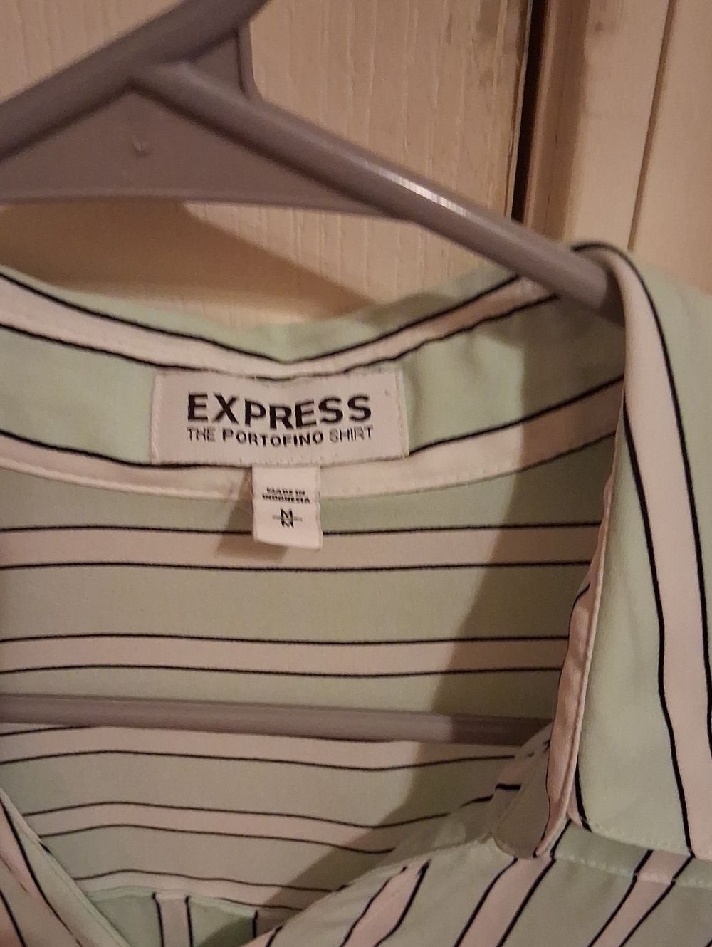 Express Mint Green and Navy Striped Portofino Button-Down Shirt